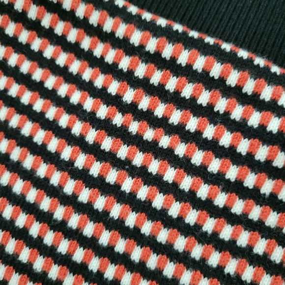 Zara knit skirt small funky 70s 60s orange black white geometric stripe mini - Picture 4 of 4